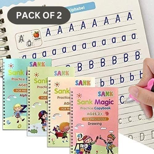 Magic Book Set of 2 ( 8 Books + 20 Refills+2 Pens+2 Grips)